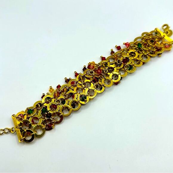 Joan Rivers Bracelet Dangle Gold Tone Circles Link Vintage VTG Retro Chunky - Picture 13 of 14